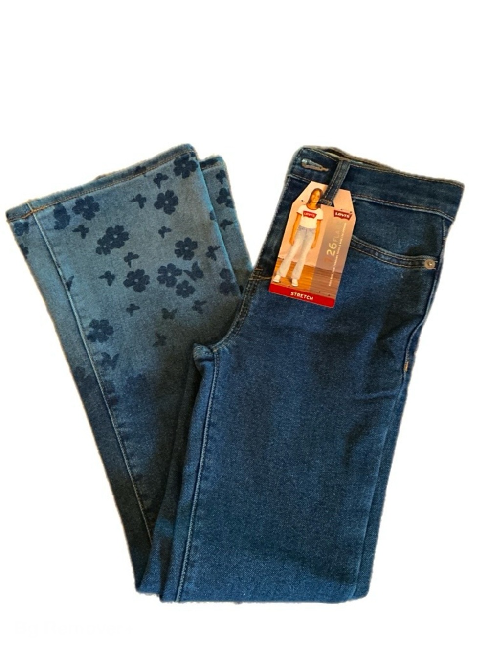Levi's Girls Dark Blue Flare Jeans with Floral Accent